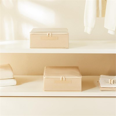 Home Wave 2li Bej Pötikare Destekli Kutu Hurç Set 31 X 38 X 12 Cm