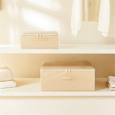 Home Wave 2li Bej Pötikare Destekli Kutu Hurç Set 31 X 38 X 12 + 45 X 55 X 18 Cm