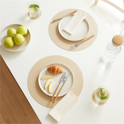 Home Wave 2li Bej/taş Renk Suni Deri Amerikan Servis Ø 36 Cm