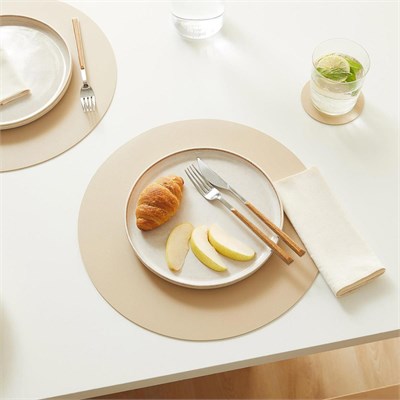 Home Wave 2li Bej/taş Renk Suni Deri Amerikan Servis Ø 36 Cm