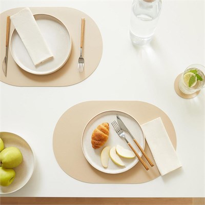Home Wave 4lü Bej/taş Renk Suni Deri Amerikan Servis Set 45 X 30 Cm