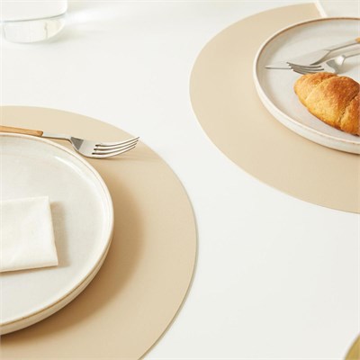Home Wave 4lü Bej/taş Renk Suni Deri Amerikan Servis Set Ø 36 Cm