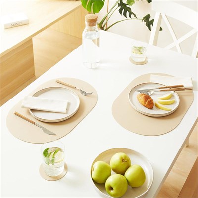 Home Wave 4lü Bej/taş Renk Suni Deri Amerikan Servis Set 45 X 30 Cm