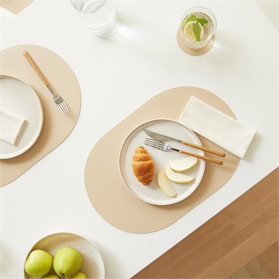 Home Wave 4lü Bej/taş Renk Suni Deri Amerikan Servis Set 45 X 30 Cm
