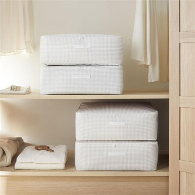 Home Wave 4lü Büyük Boy Gri Pötikare Baza Altı Hurç Set 62 X 46 X 22 Cm