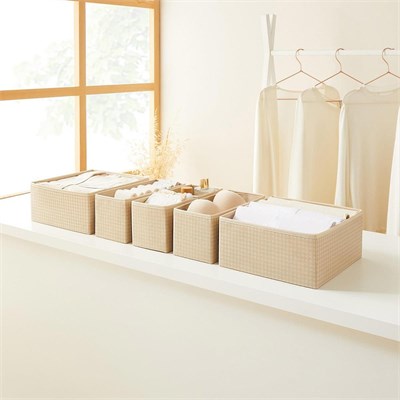 Home Wave 6lı Bej Pötikare Çekmece İçi Düzenleyici Kutu 2 Adet 28 X 28 X 13 / 2 Adet 28 X 13 X 13 / 2 Adet 14 X 14 X 13 Cm