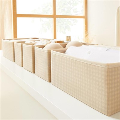Home Wave 6lı Bej Pötikare Çekmece İçi Düzenleyici Kutu 2 Adet 28 X 28 X 13 / 2 Adet 28 X 13 X 13 / 2 Adet 14 X 14 X 13 Cm
