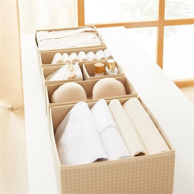 Home Wave 6lı Bej Pötikare Çekmece İçi Düzenleyici Kutu 2 Adet 28 X 28 X 13 / 2 Adet 28 X 13 X 13 / 2 Adet 14 X 14 X 13 Cm