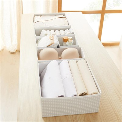 Home Wave 6lı Gri Pötikare Çekmece İçi Düzenleyici Kutu 2 Adet 28 X 28 X 13 / 2 Adet 28 X 13 X 13 / 2 Adet 14 X 14 X 13 Cm