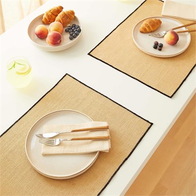 Home Wave 6lı Siyah Dikiş Detaylı Jüt Amerikan Servis 45 X 35 Cm