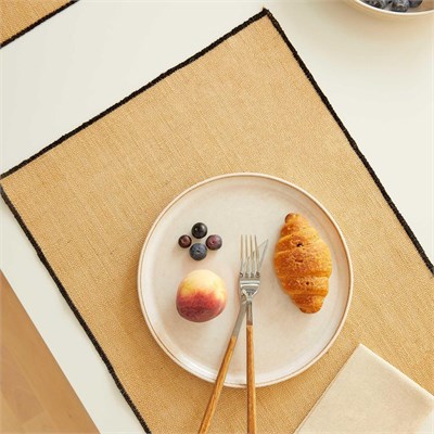 Home Wave 6lı Siyah Dikiş Detaylı Jüt Amerikan Servis 45 X 35 Cm
