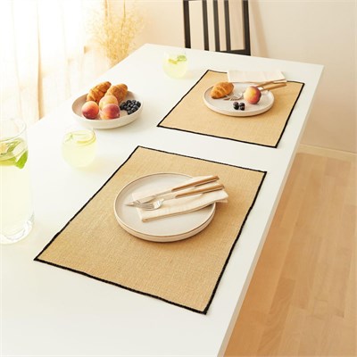 Home Wave 6lı Siyah Dikiş Detaylı Jüt Amerikan Servis 45 X 35 Cm