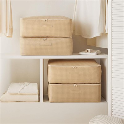 Home Wave 8li Büyük Boy Bej Pötikare Baza Altı Hurç Set 62 X 46 X 22 Cm