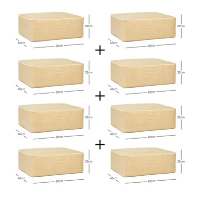Home Wave 8li Büyük Boy Bej Pötikare Baza Altı Hurç Set 62 X 46 X 22 Cm