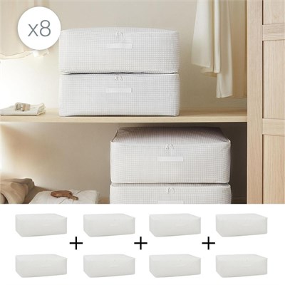 Home Wave 8li Büyük Boy Gri Pötikare Baza Altı Hurç Set 62 X 46 X 22 Cm