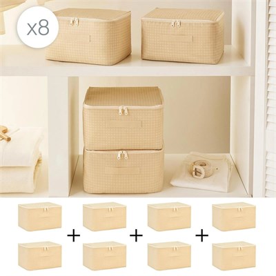 Home Wave 8li Küçük Boy Bej Pötikare Hurç Set 30 X 22 X 18 Cm