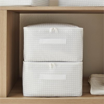 Home Wave 8li Küçük Boy Gri Pötikare Hurç Set 30 X 22 X 18 Cm