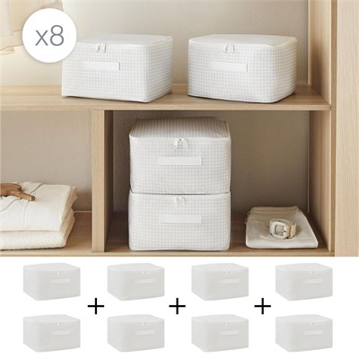 Home Wave 8li Küçük Boy Gri Pötikare Hurç Set 30 X 22 X 18 Cm