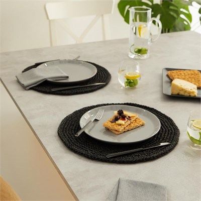 Home Wave Ocean Home Textile 2li Siyah Renk Rafya Amerikan Servis Ø 36 Cm