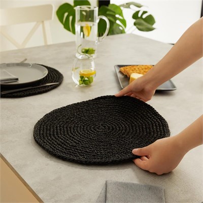 Home Wave Ocean Home Textile 2li Siyah Renk Rafya Amerikan Servis Ø 36 Cm