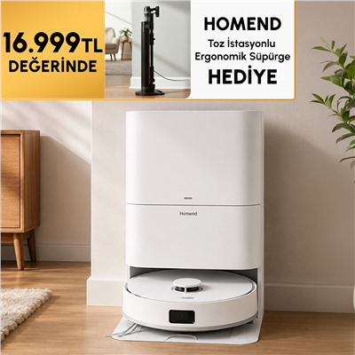 Homend Alex 30 Otomatik Boşaltım Sistemli Moplu 20.000 Pa Robot Süpürge Mavi-Beyaz