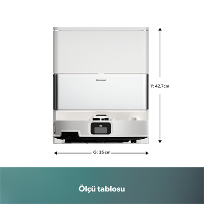 Homend Alex 40 Otomatik Boşaltım Sistemli Moplu 28.000 Pa Robot Süpürge