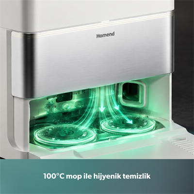 Homend Alex 40 Otomatik Boşaltım Sistemli Moplu 28.000 Pa Robot Süpürge