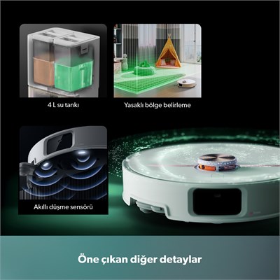 Homend Alex 50 Pro Ulticlean AI Destekli Akıllı Robot Süpürge 28000 Pa Emiş Güçlü Beyaz