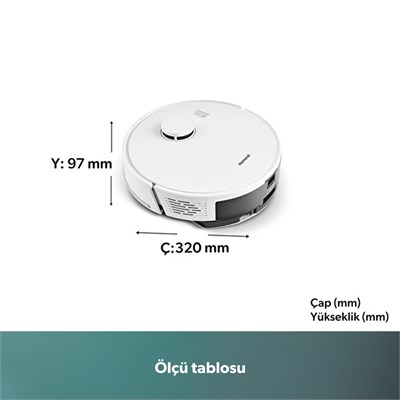 Homend Alex Laser Power 1289H Otomatik Boşaltım Sistemli Yeni Nesil Moplu Robot Süpürge Beyaz