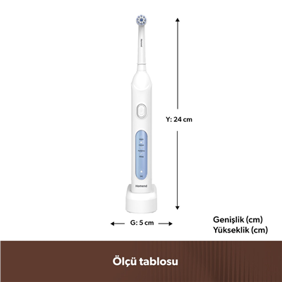 Homend Brushboss 4701H 4 Modlu 21 Gün Kullanım Süreli Akıllı Zamanlayıcılı Şarjlı Diş Fırçası