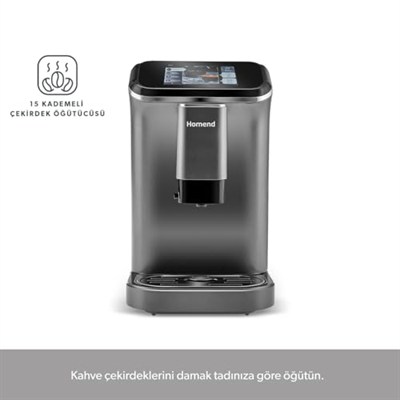 Homend Coffeebreak 5008H Çelik Kahve Öğütücülü, Süt Köpürtücülü, Dokunmatik Ekranlı Full Otomatik Espresso Makinesi