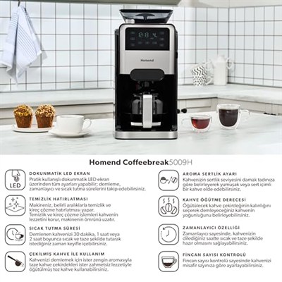 Homend Coffeebreak 5009H Öğütücülü Filtre Kahve Makinesi