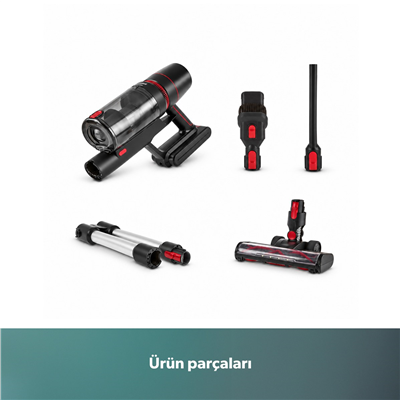 Homend Dustrıder 1273H Kablosuz Katlanabilir Borulu Şarjlı Dikey Süpürge Kırmızı