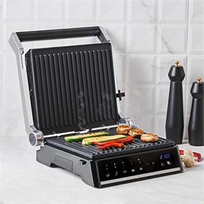 Homend Grilliant 1341H Inox Gövdeli, Döküm Plakalı, 5 Programlı, Led Ekranlı Grill Tost Makinesi ve Izgara Makinesi