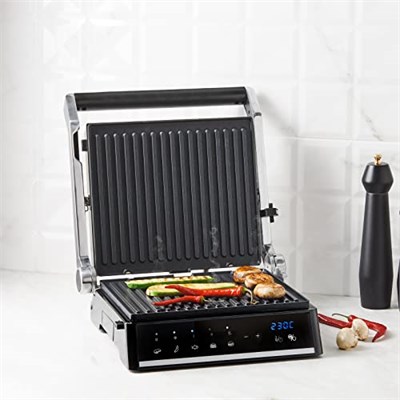 Homend Grilliant 1341H Inox Gövdeli, Döküm Plakalı, 5 Programlı, Led Ekranlı Grill Tost Makinesi ve Izgara Makinesi