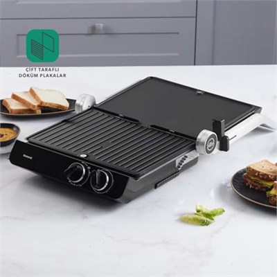 Homend Grilliant 1342H 3 in 1 Inox Gövde Çift Taraflı XL Döküm Plaka Tost ve Izgara Makinesi