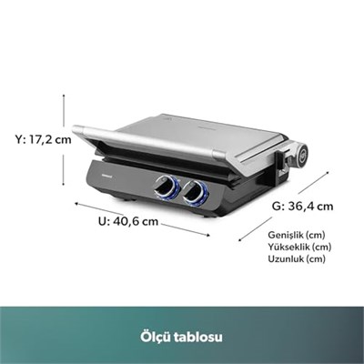 Homend Grilliant 1342H 3 in 1 Inox Gövde Çift Taraflı XL Döküm Plaka Tost ve Izgara Makinesi
