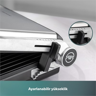Homend Grilliant 1342H 3 in 1 Inox Gövde Çift Taraflı XL Döküm Plaka Tost ve Izgara Makinesi