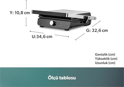 Homend Grilliant 1349H 4 Dilim Kapasiteli Gövdeli Döküm Plakalı Tost ve Izgara Makinesi Inox 2000W