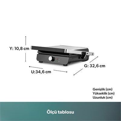 Homend Grilliant 1349H 4 Dilim Kapasiteli Gövdeli Döküm Plakalı Tost ve Izgara Makinesi Inox 2000W
