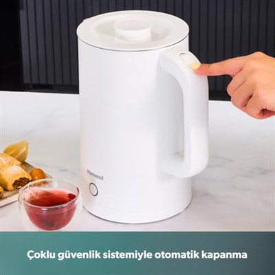 Homend Heatrow Cooltouch 1618H Paslanmaz Çelik El Yakmaz Gövdeli Su Isıtıcısı Beyaz