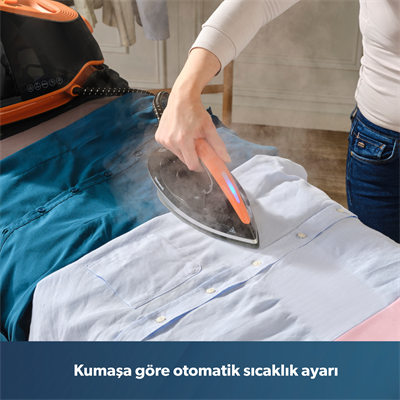 Homend Jetsteam 1174H Otomatik Kumaş Tanımalı 8 Bar Buhar Kazanlı Ütü Siyah Turuncu