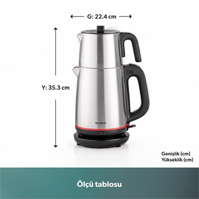 Homend Royaltea 1711h Çelik Çay Makinesi Inox Siyah