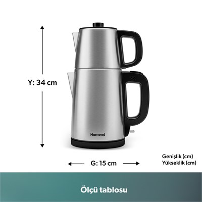 Homend Royaltea 1728H Çelik Çay Makinesi Inox