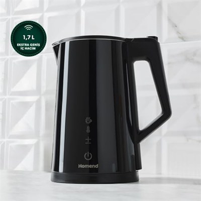 Homend Smart Heatrow 1616H Dokunmatik, Çift Duvarlı, Paslanmaz Çelik, Sessiz Cool Touch, XL Su Isıtıcı Wi-Fi ile kontrol