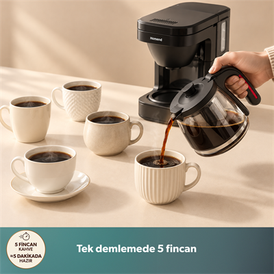 Homend Take 5 Brew 5019H Filtre Kahve ve Çay Demleme Makinesi Siyah