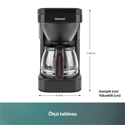 Homend Take 5 Brew 5019H Filtre Kahve ve Çay Demleme Makinesi Siyah