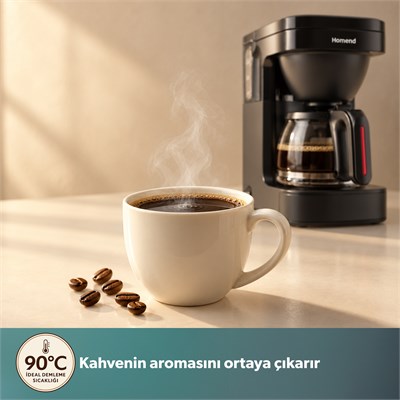 Homend Take 5 Brew 5019H Filtre Kahve ve Çay Demleme Makinesi Siyah