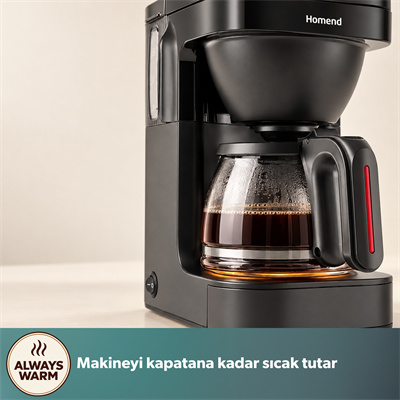 Homend Take 5 Brew 5019H Filtre Kahve ve Çay Demleme Makinesi Siyah