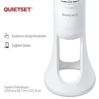 HONEYWELL QuietSet HYF260 Tüm Oda İçin Salınımlı Kule Vantilatör, 5 Hız Ayarı, 80 Derece Salınım, Zamanlayıcı Fonksiyonu, Aydınlatma, Otomatik Kapanma, Uzaktan Kumanda